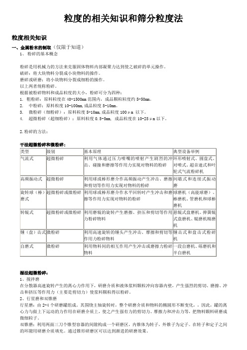 粒度的相关知识和筛分粒度法