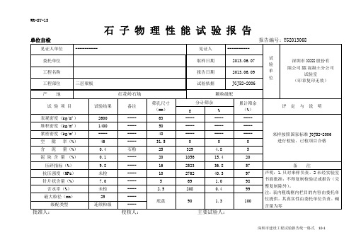 石子物理性能试验报告