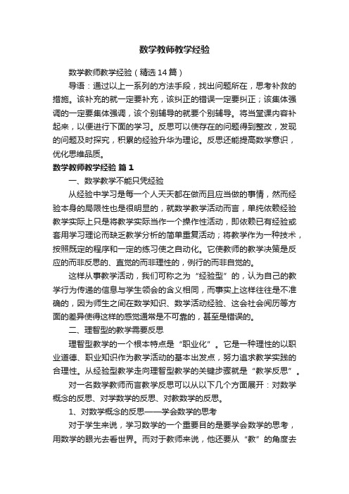 数学教师教学经验