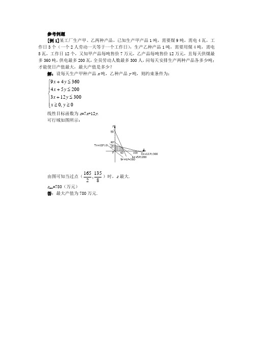 简单的线性规划参考例题(一)