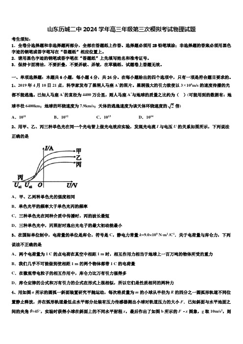 山东历城二中2024学年高三年级第三次模拟考试物理试题