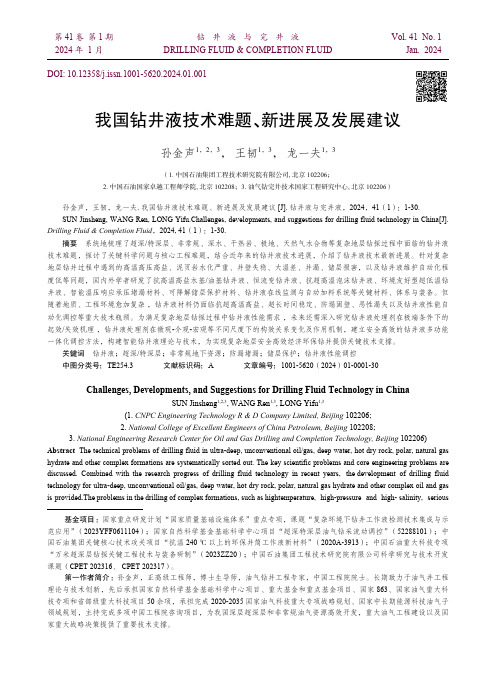 我国钻井液技术难题、新进展及发展建议