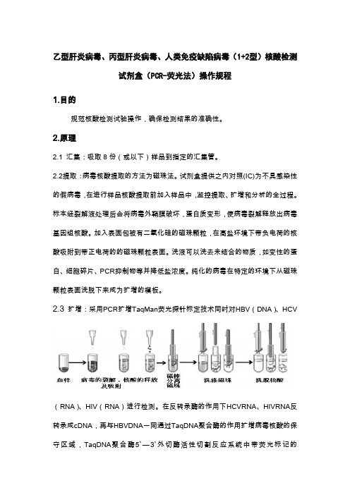 《乙型肝炎病毒、丙型肝炎病毒、人类免疫缺陷病毒(1+2型)核酸检测试剂盒(PCR-荧光法)操作规程》