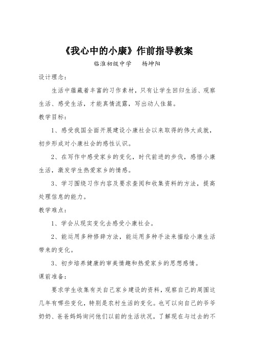 “我心中的小康”作前指导教案