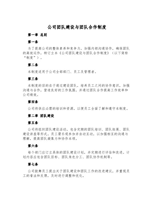 公司团队建设与团队合作制度