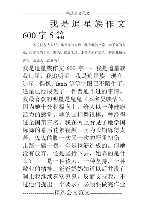 我是追星族作文600字5篇