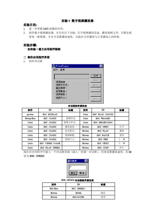 实验8数字视频播放器120515修改报告