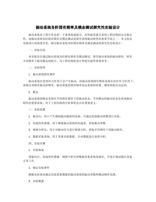 振动系统各阶固有频率及模态测试探究性实验设计