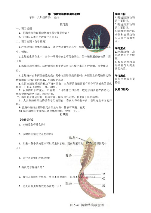 新人教版八级上册(全册)生物导学案