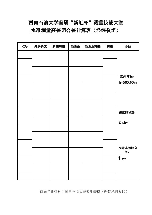 四等水准闭合差计算表(新)