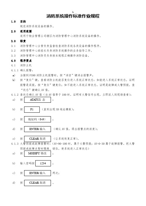 消防系统操作标准作业规程