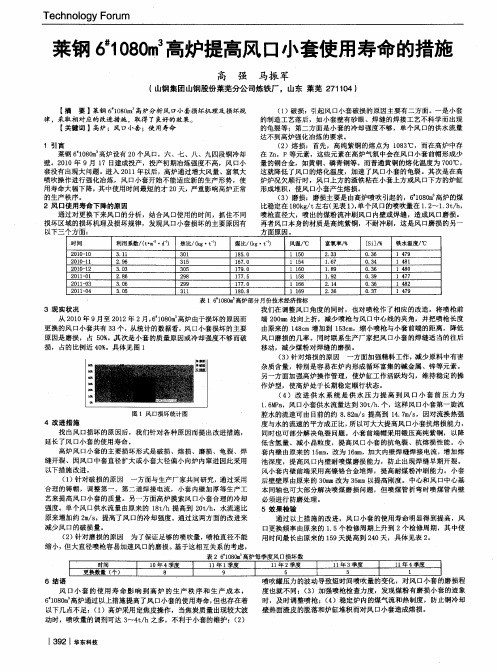 莱钢6#1080m3高炉提高风口小套使用寿命的措施