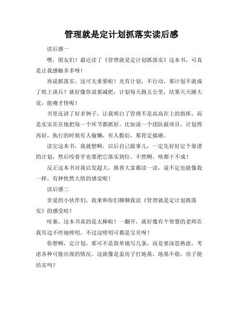 管理就是定计划抓落实读后感