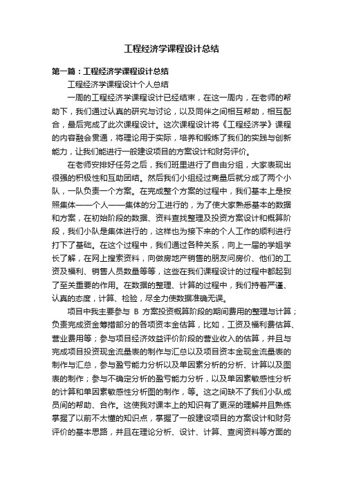 工程经济学课程设计总结