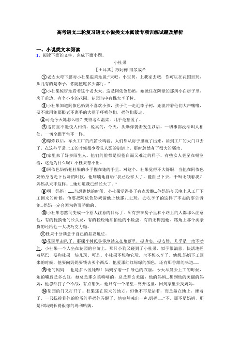 高考语文二轮复习语文小说类文本阅读专项训练试题及解析