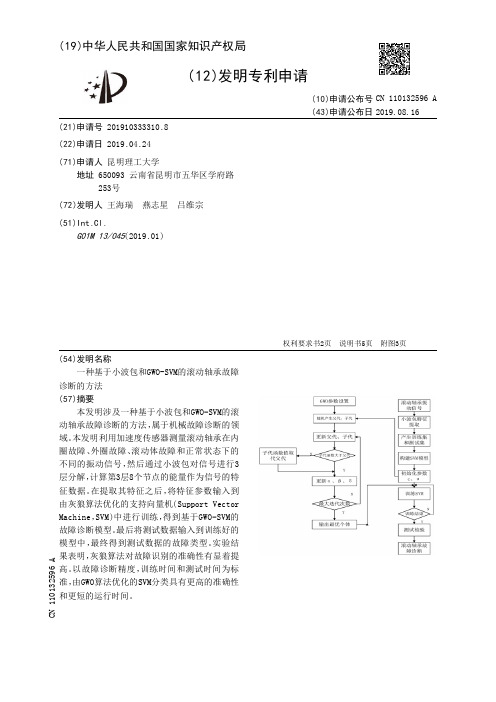 【CN110132596A】一种基于小波包和GWOSVM的滚动轴承故障诊断的方法【专利】