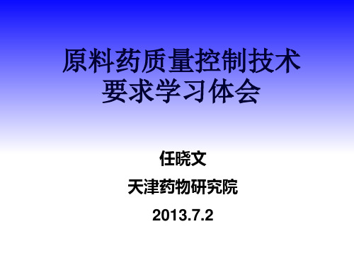 原料药质量控制研究案例分析及技术要求 