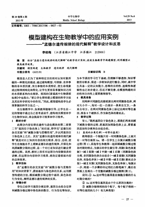 模型建构在生物教学中的应用实例——“孟德尔遗传规律的现代解释”教学设计和反思