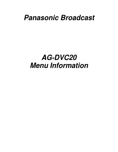 Panasonic Broadcast AG-DVC20 操作指南说明书