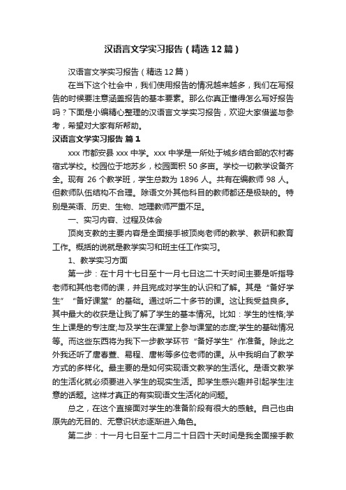 汉语言文学实习报告（精选12篇）