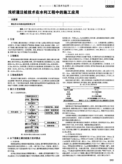 浅析灌注桩技术在水利工程中的施工应用