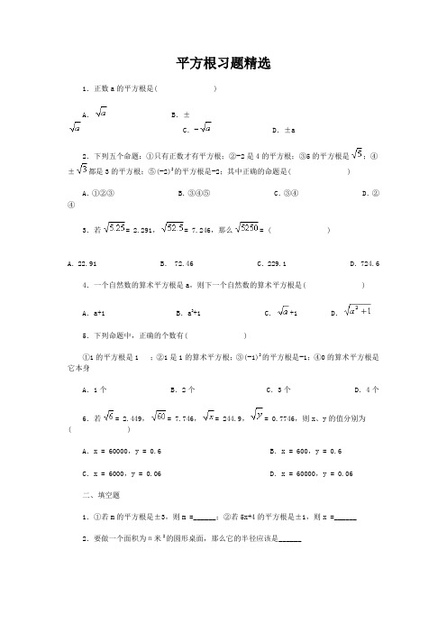 初中数学-平方根习题精选含答案