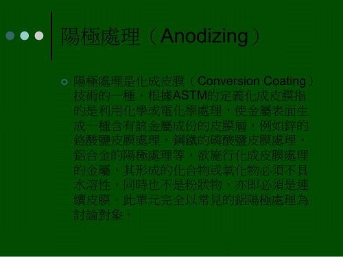 阳极处理(Anodizing)