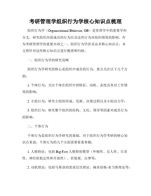 考研管理学组织行为学核心知识点梳理