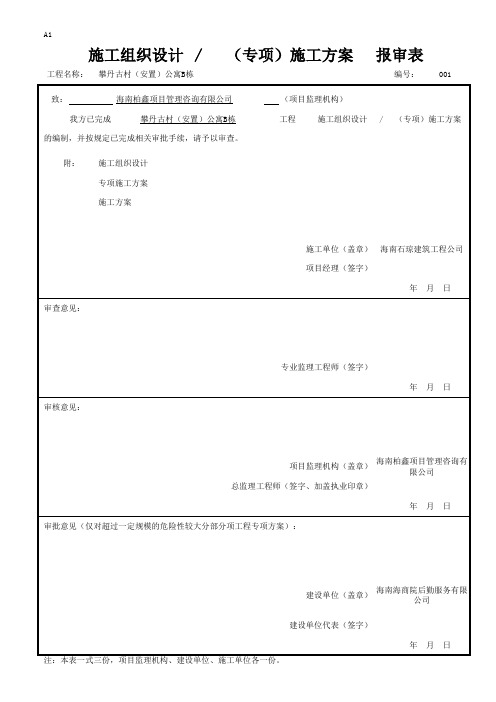 施工组织设计／(专项)施工方案报审表