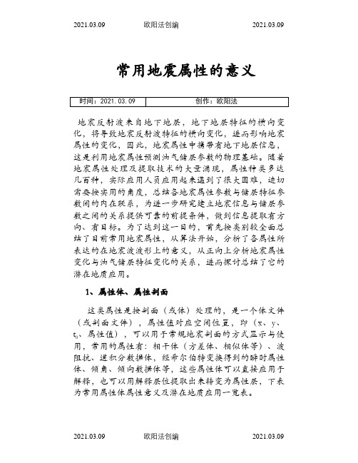常用地震属性的意义之欧阳法创编