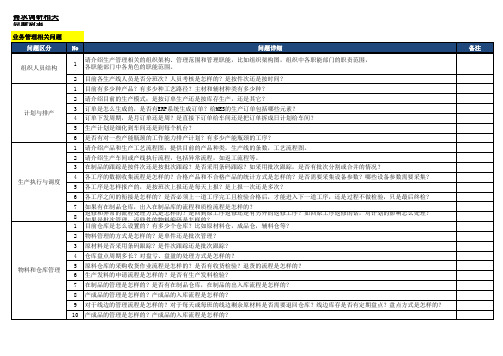 需求调研工作计划及问题表