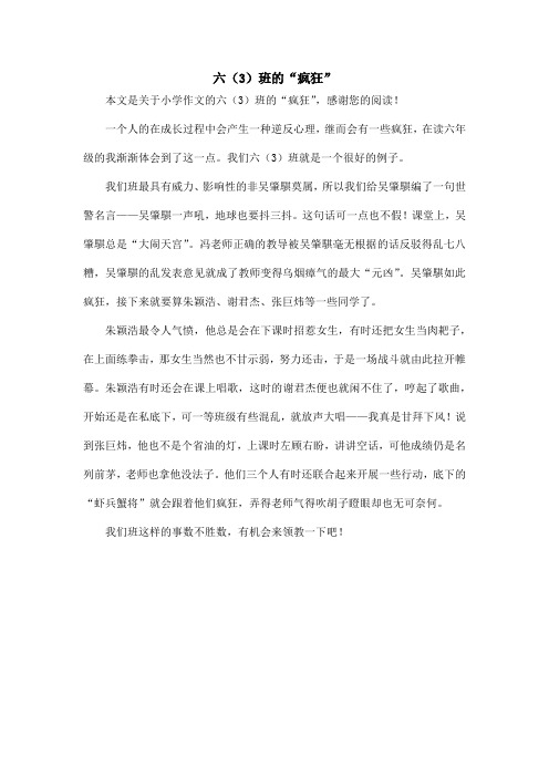 六(3)班的“疯狂”_小学作文