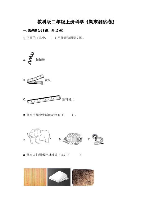 教科版二年级上册科学《期末测试卷》及答案【历年真题】