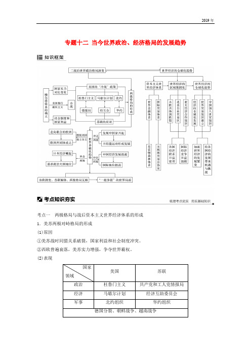 2019版高考历史二轮复习块三现代史部分专题十二当今世界政治、经济格局的发展趋势学案