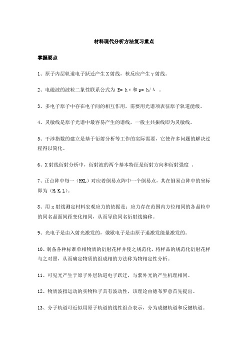 材料现代分析方法复习重点14级