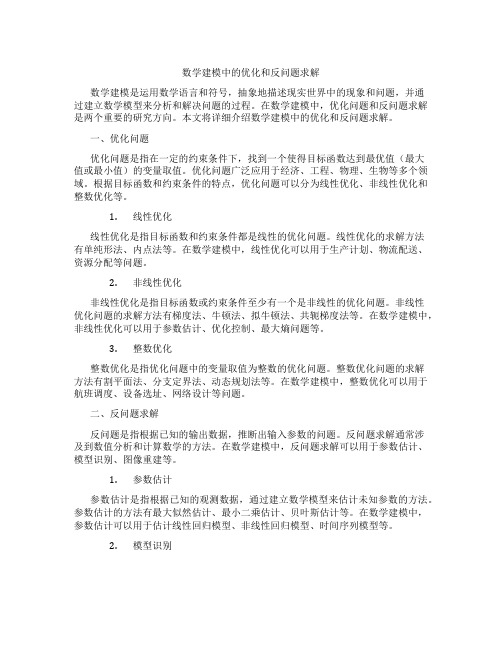 数学建模中的优化和反问题求解