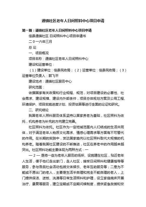 通镇社区老年人日间照料中心项目申请