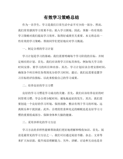 有效学习策略总结