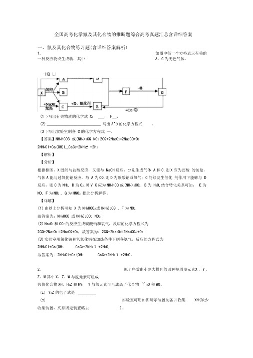 全国高考化学氮及其化合物的推断题综合高考真题汇总含详细答案