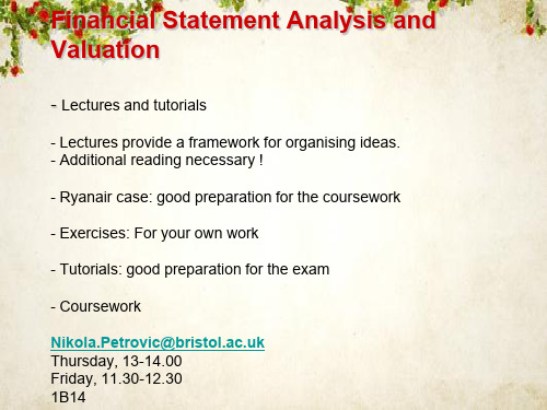 英国某大学财务分析课程(英文版)(ppt 25页)