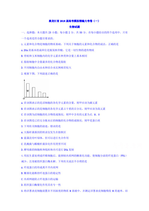 黑龙江省2019届高考模拟精编大考卷(一)生物试题含答案