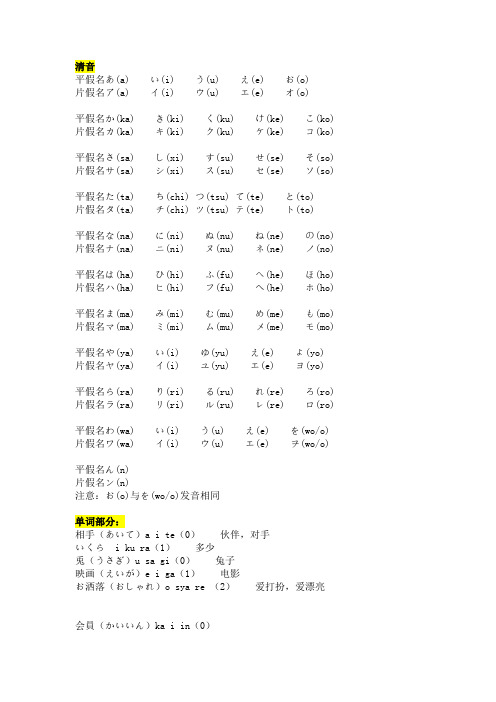 50音清音、浊音、拗音+单词