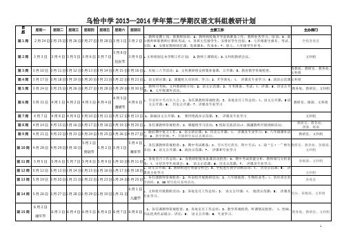 2013—2014学年第二学期汉语文科组计划