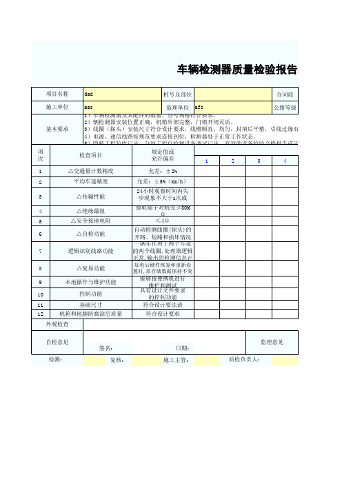 监控车辆检测器质量检验报告单SZ031101