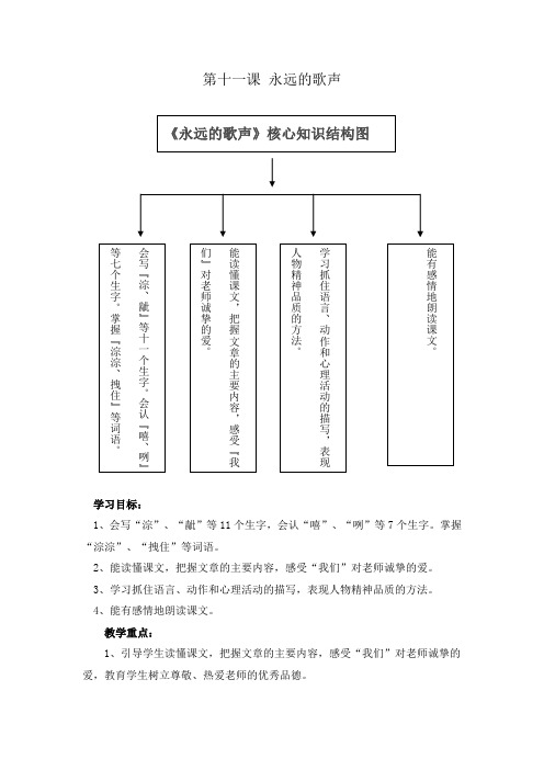 人教新课标语文六年级上册：第11课永远的歌声导学案