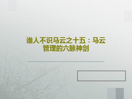 谁人不识马云之十五：马云管理的六脉神剑共22页文档