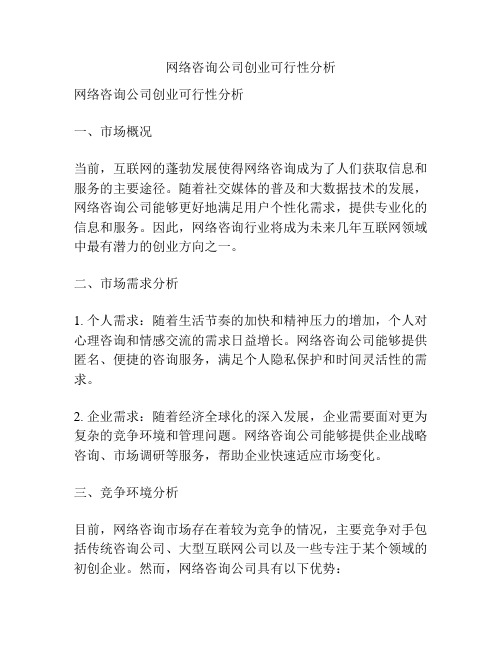 网络咨询公司创业可行性分析