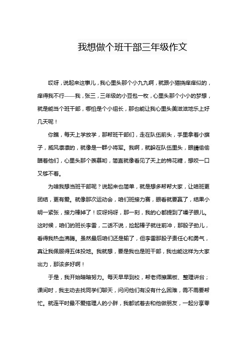 我想做个班干部三年级作文