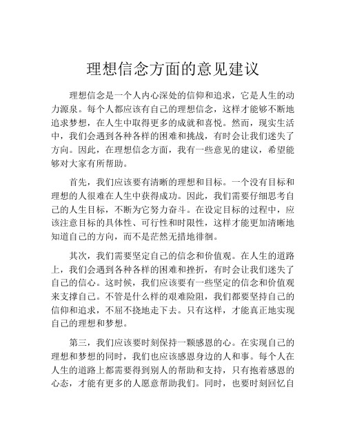 理想信念方面的意见建议