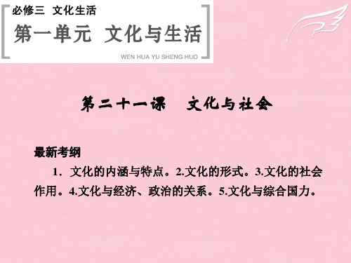 高考政治大一轮复习 第一单元 第二十一课 文化与社会课件 新人教版必修3